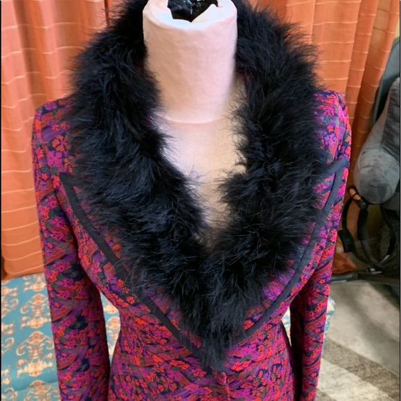100% fur- Scarf-Fur- 100% ostrich feathers, plumes, stole, boa, collar, black - Picture 2 of 11